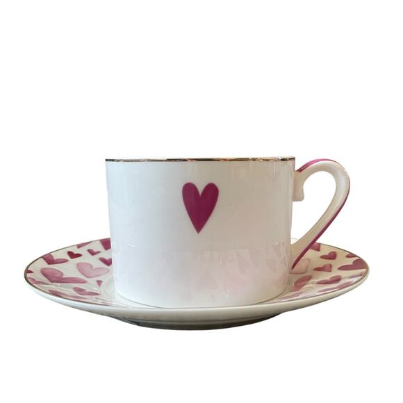 Grace Teaware Teacup & Saucer Pink & Purple Hearts Valentine's Day New - Picture 13 of 16